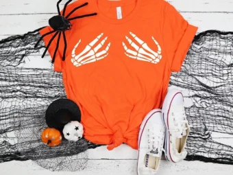 Skeleton Hand Bra Funny Halloween T-Shirt