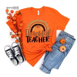 Thanksgiving Teacher Rainbow Pumpkin T-Shirt