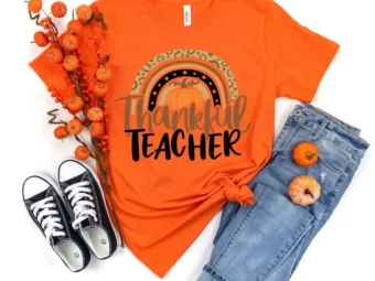 Thanksgiving Teacher Rainbow Pumpkin T-Shirt