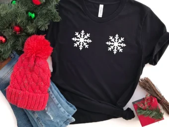 Snowflake Boobs Funny Christmas T-Shirt