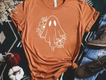 Halloween Ghost Party Floral T-Shirt