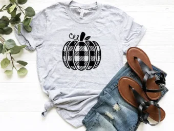 Plaid Pumpkin Fall T-Shirt