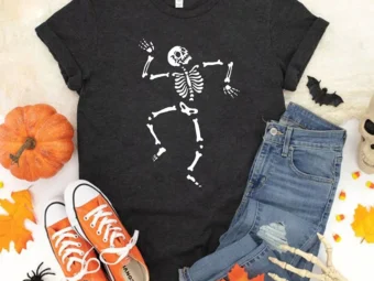Happy Dancing Skeleton Halloween Tshirt