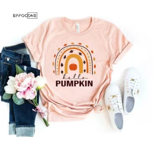 Hello Pumpkin Fall Vibes Peace Love Thanksgiving T-Shirt