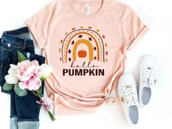 Hello Pumpkin Fall Vibes Peace Love Thanksgiving T-Shirt