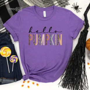 Hello Pumpkin Fall Vibes Peace Love Thanksgiving T-Shirt