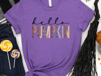 Hello Pumpkin Fall Vibes Peace Love Thanksgiving T-Shirt