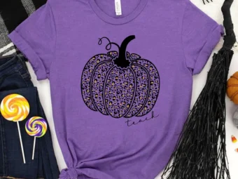 Cute Fall Teacher, Leopard Pumpkin Teaching Tshirt