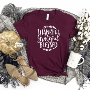 Thankful Grateful Blessed Thanksgiving T-Shirt