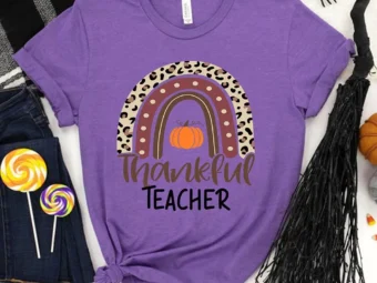 Rainbow Pumpkin Thanksgiving Teacher T-Shirt