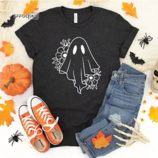 Halloween Ghost Party Floral T-Shirt