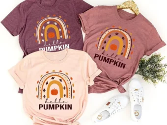 Hello Pumpkin Fall Vibes Peace Love Thanksgiving T-Shirt