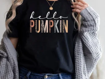 Hello Pumpkin Fall Vibes Peace Love Thanksgiving T-Shirt