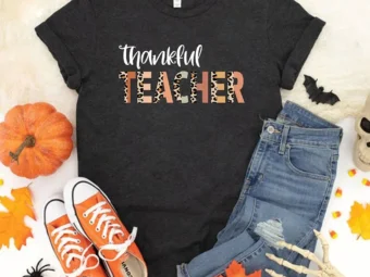 Thanksgiving Teacher Thankful Teacher Rainbow Pumpkin T-Shirt
