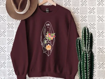 Floral Ghost Halloween T-shirt