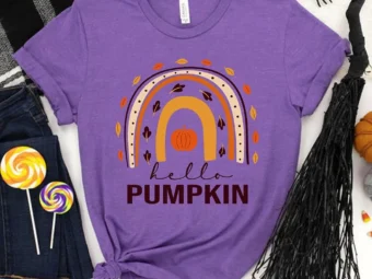Hello Pumpkin Fall Vibes Peace Love Thanksgiving T-Shirt