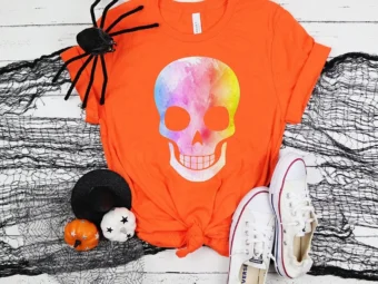 Watercolor Skull Halloween T-Shirt