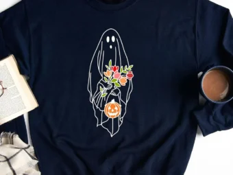 Floral Ghost Halloween T-shirt