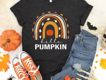 Hello Pumpkin Fall Vibes Peace Love Thanksgiving T-Shirt