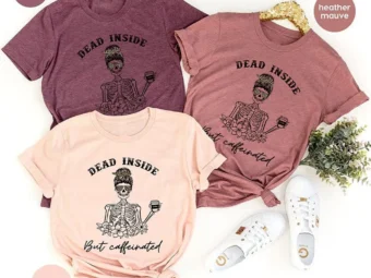 Dead Inside but Caffeinated Funny Halloween T-Shirt