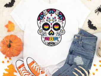 Pansexual Halloween Sugar Skull T-shirt