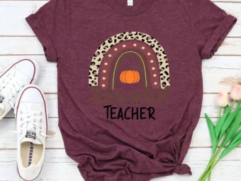 Rainbow Pumpkin Thanksgiving Teacher T-Shirt