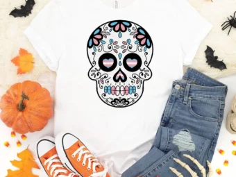 Transgender Halloween Sugar Skull T-Shirt