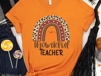 Rainbow Pumpkin Thanksgiving Teacher T-Shirt