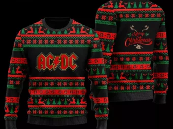 ACDC Wool Ugly Christmas Sweater 3D All Over Printed Black