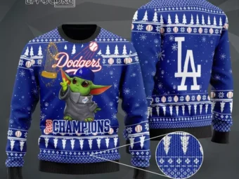 Baby Yoda Los Angeles Dodgers Ugly Christmas Sweater