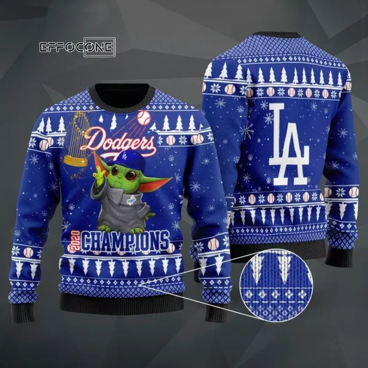 Baby Yoda Los Angeles Dodgers Ugly Christmas Sweater