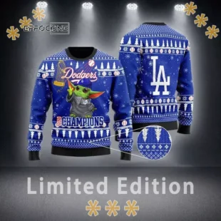 Baby Yoda Los Angeles Dodgers Ugly Christmas Sweater