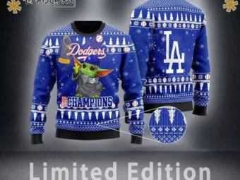 Baby Yoda Los Angeles Dodgers Ugly Christmas Sweater