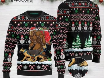 Bigfoot German Shepherd Ugly Christmas Sweater