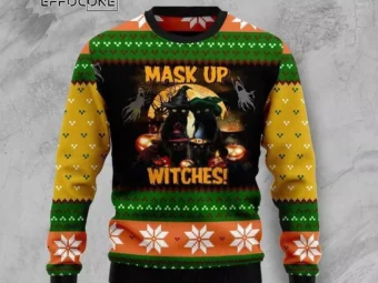 Black Cat Witches Halloween Ugly Christmas Sweater