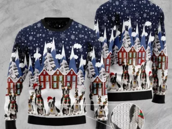 Boston Terrier Family Ugly Christmas Sweater