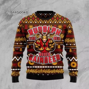 Buffed Rudolph The Red Ugly Christmas Sweater