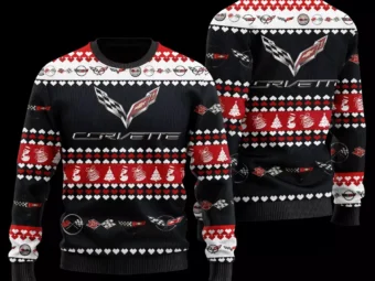 Chevrolet Corvette Wool Ugly Christmas Sweater 3D All Over Printed Black