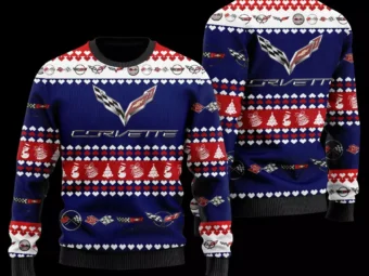 Chevrolet Corvette Wool Ugly Christmas Sweater 3D All Over Printed Blue