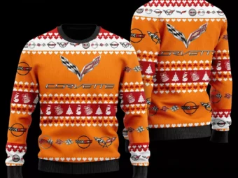 Chevrolet Corvette Wool Ugly Christmas Sweater 3D All Over Printed Orange