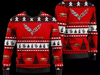 Chevrolet Corvette Wool Ugly Christmas Sweater 3D All Over Printed Red