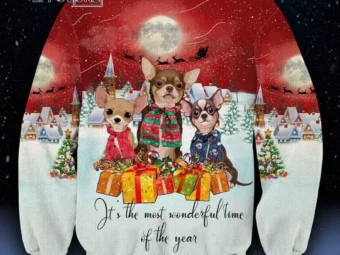 Chihuahua Ugly Christmas Sweater Red