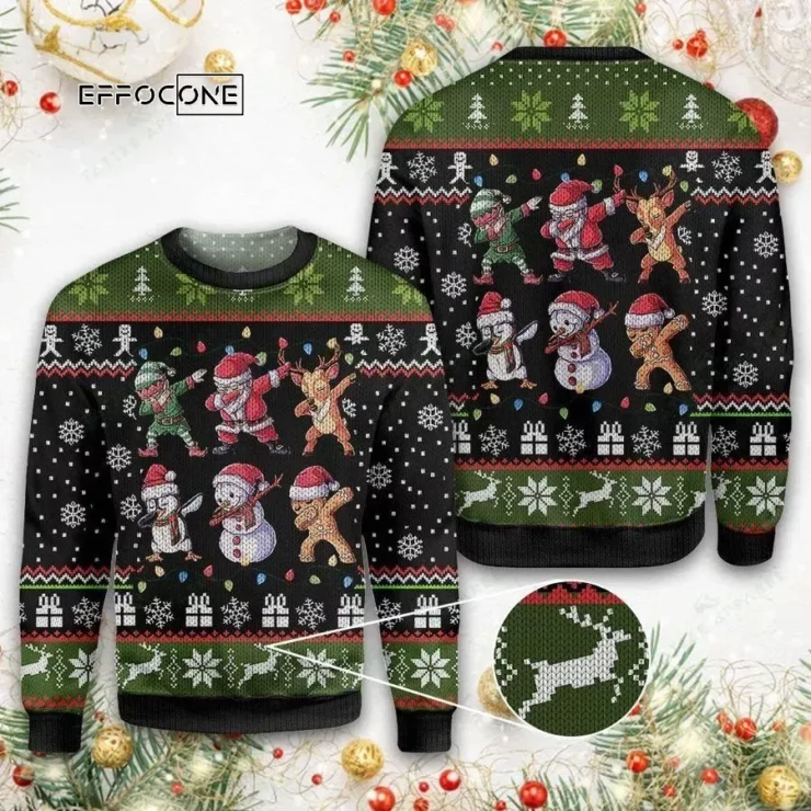 Christmas Character Dabbing Ugly Christmas Sweater