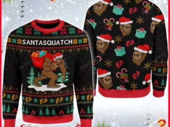 Christmas Santasquatch Campin Ugly Christmas Sweater