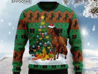 Christmas Tree Horse Ugly Christmas Sweater