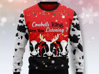 Cow Bell Rings Ugly Christmas Sweater