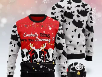 Cow Bell Rings Ugly Christmas Sweater