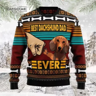 Dachshund Best Dog Dad Ugly Christmas Sweater