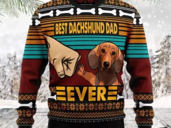 Dachshund Best Dog Dad Ugly Christmas Sweater