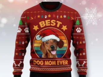 Dachshund Best Dog Mom Ugly Christmas Sweater